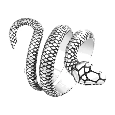Bague Serpent Wrap avec Texture d'Écailles, Acier Inoxydable 316L