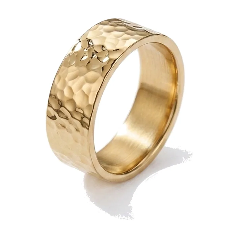 Anillo de Textura Martillada, Acero Inoxidable