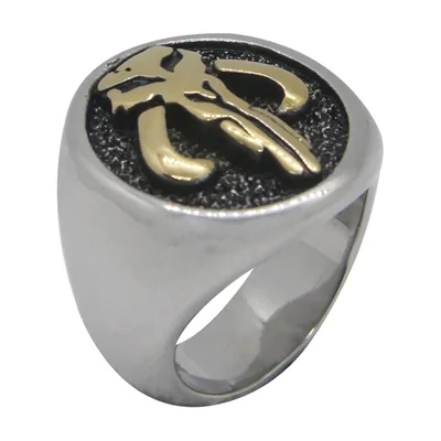 Anillo Sello con Motivo de Alien, Acero Inoxidable 316L