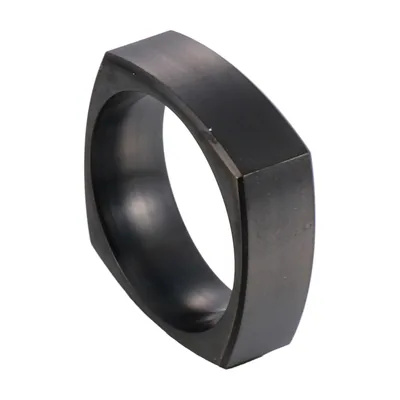 Square Signet Ring with Brushed Finish, Stainless Steel