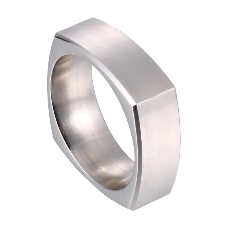 Square Signet Ring in Brushed Stainless Steel