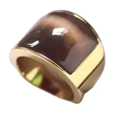 Anillo Sello con Piedra Ojo de Gato, Acero Inoxidable