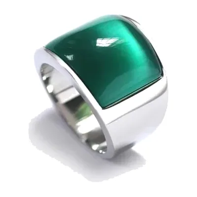 Anillo Sello con Piedra Ojo de Gato, Acero Inoxidable