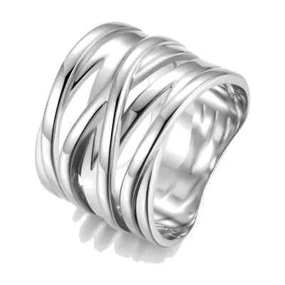 Anillo de Banda Ancha con Diseño Entrelazado, Acero Inoxidable