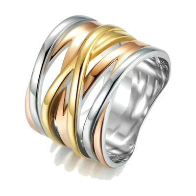 Anillo entrelazado tricolor, acero inoxidable 316L