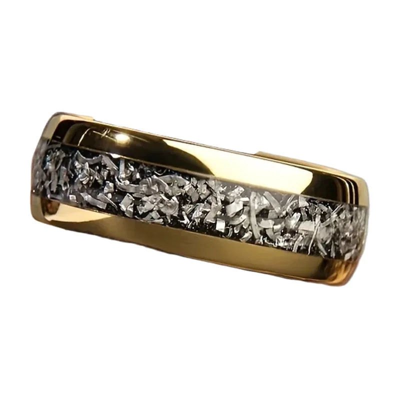 Pfeil-Ring mit rotem Meteoriten-Inlay aus Edelstahl
