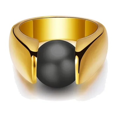 Anillo Sello con piedra ojo de gato negra, Acero Inoxidable