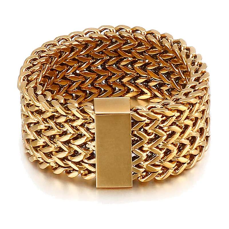 Woven Chain Link Ring, 316L Stainless Steel