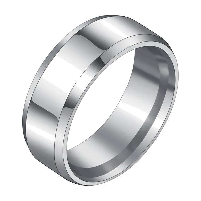 Quadratischer Ring mit Buchstaben-Gravur, Edelstahl
