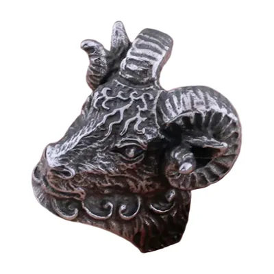 Bague Tête de Bélier, Acier Inoxydable Finition Antique
