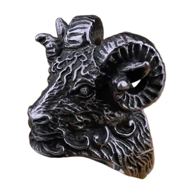 Bague Tête de Chèvre, Acier Inoxydable Antique