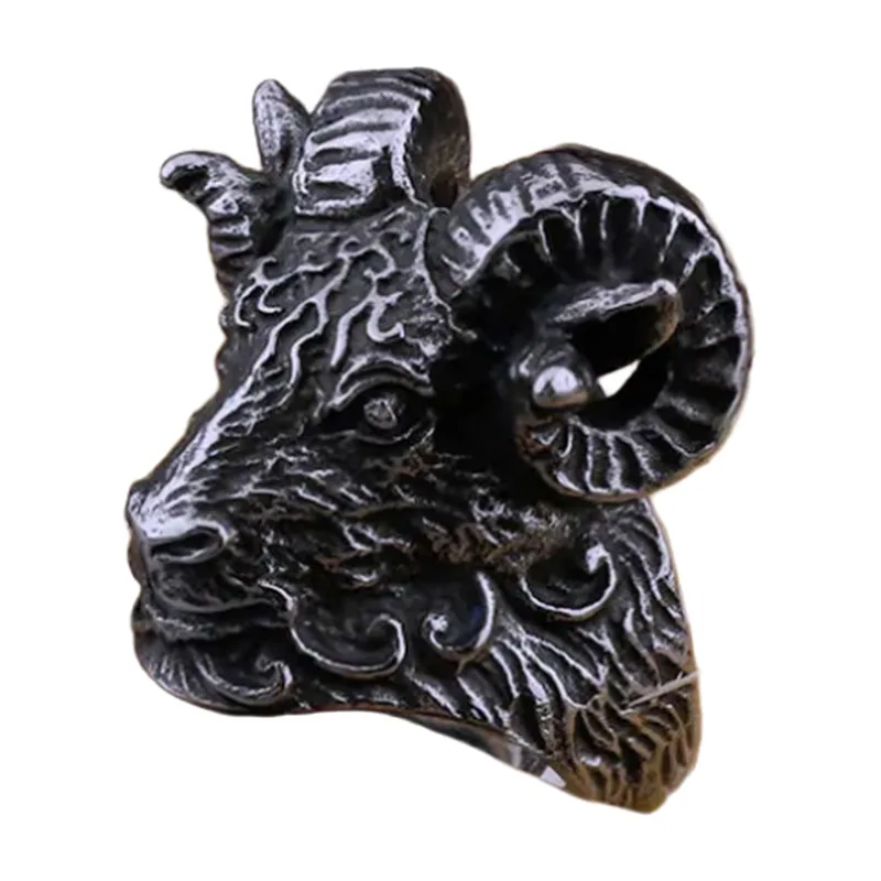 Ziegenkopf Statement-Ring, Edelstahl antik