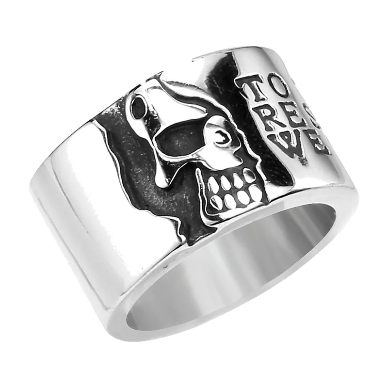 Totenkopf Biker-Ring aus 316L Edelstahl