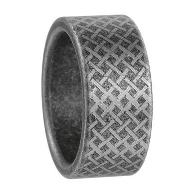 Anillo de banda con motivo de rejilla, Acero Inoxidable