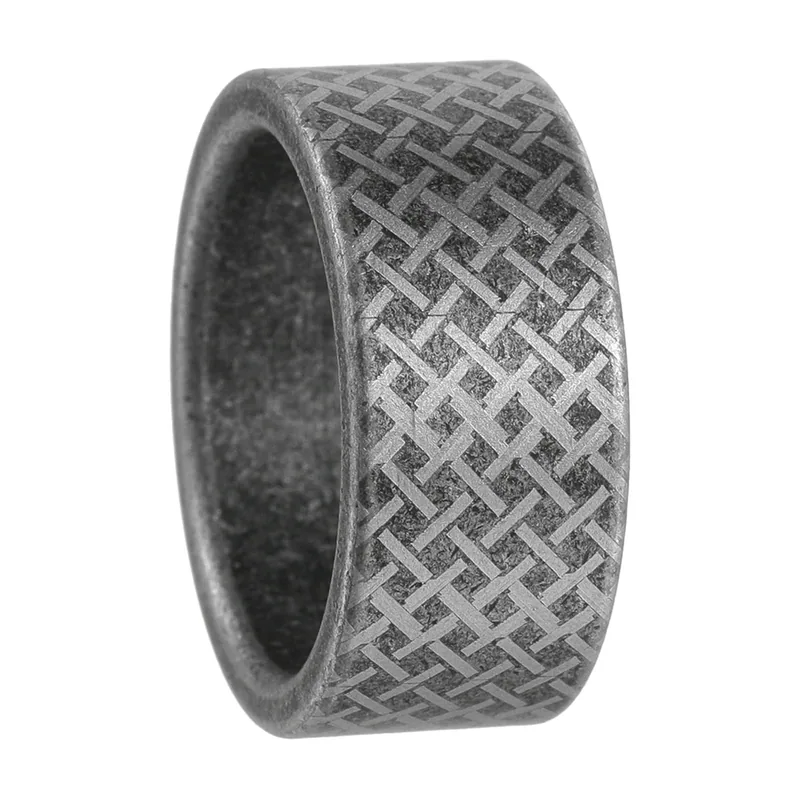 Bague à motif de grille, Acier Inoxydable