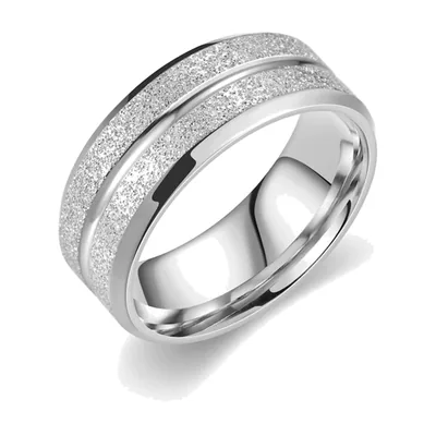 Anillo de banda con ranura central texturizada, acero inoxidable