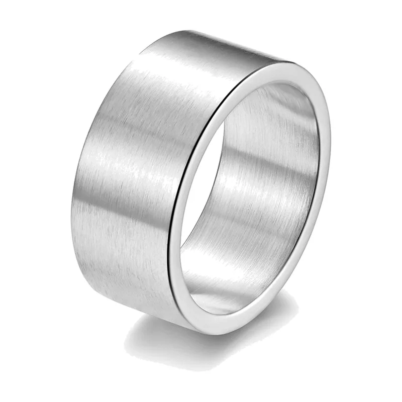 Brushed Wide Band Ring, 316L Stainless Steel