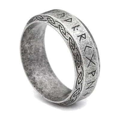 Viking Rune and Celtic Knot Ring, Stainless Steel
