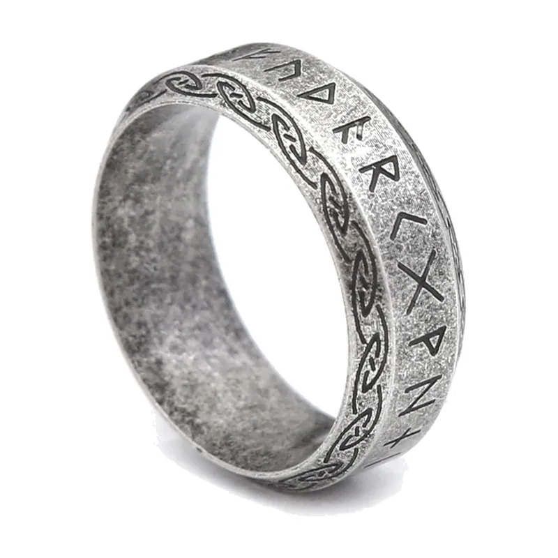 Wikinger Runen- und Keltischer Knoten Ring, Edelstahl