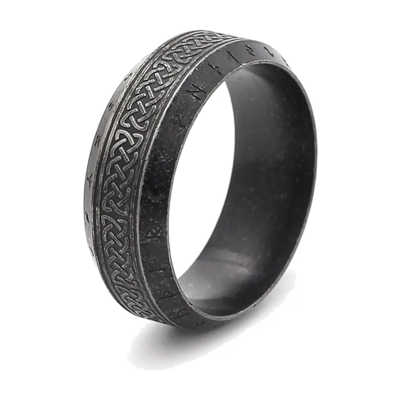 Anello Rune Vichinghe e Nodo Celtico, Acciaio Inossidabile