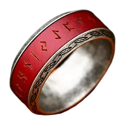 Viking Spinner Ring with Valknut and Runes, Stainless Steel