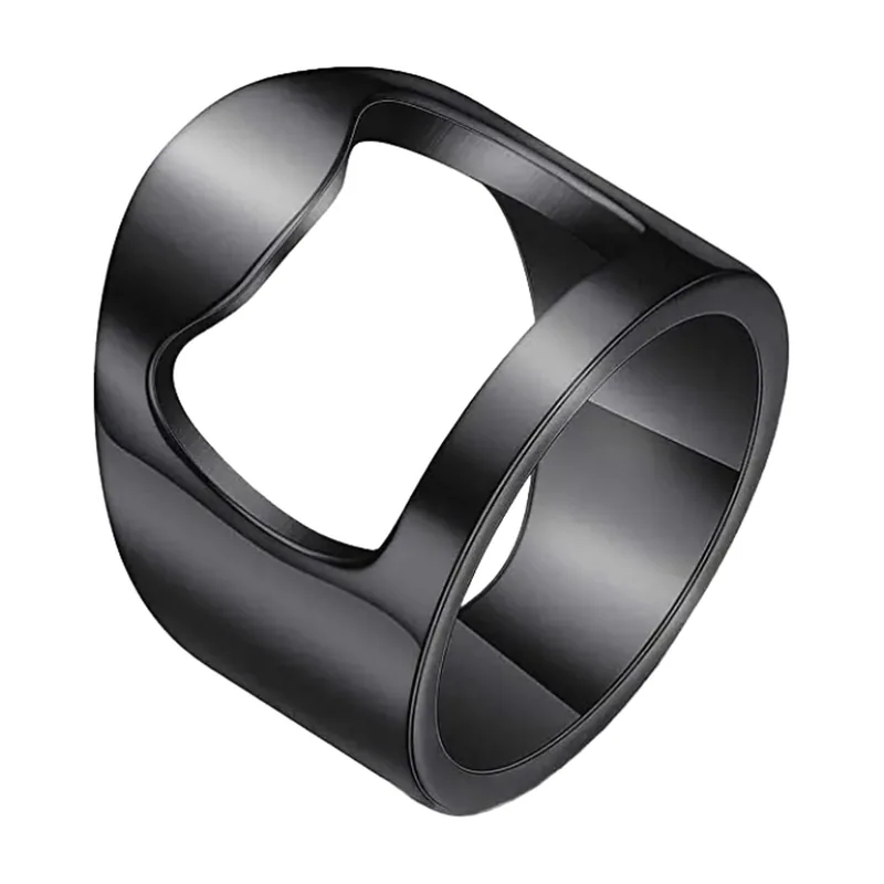 Bague Décapsuleur Noir Mat, Acier Inoxydable 316L