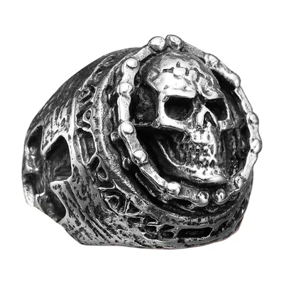 Anello Skull Statement con finitura antica, acciaio inossidabile