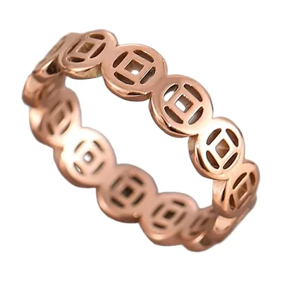 Coin Pattern Band Ring, 316L Stainless Steel