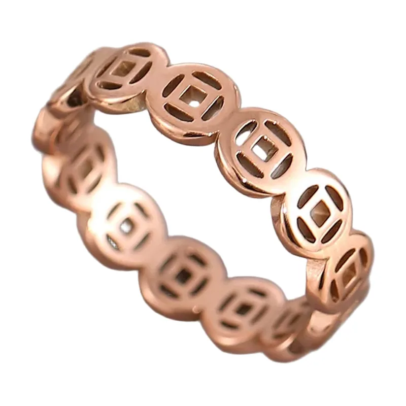 Münz-Muster Ring für Herren, 316L Edelstahl