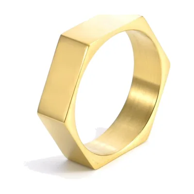 Anillo de Tuerca Hexagonal, Banda Geométrica de Acero Inoxidable