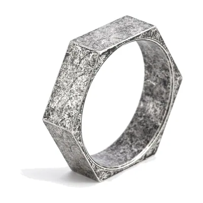 Anillo de Tuerca Hexagonal, Banda Geométrica de Acero Inoxidable