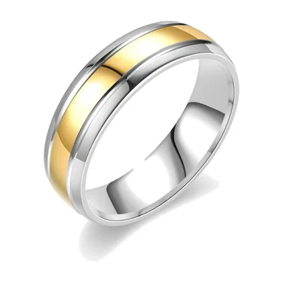 Two-Tone Band Ring, 316L Stainless Steel