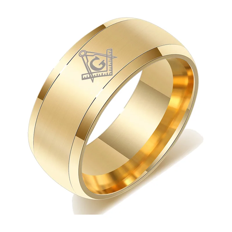 Anello Sigillo Massonico Squadra e Compasso, Acciaio Inossidabile