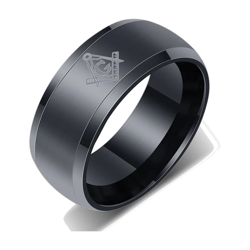 Anello Sigillo Massonico con Squadra e Compasso, Acciaio Inox 316L