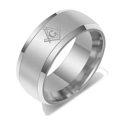 Anillo Sello de Escuadra y Compás, Acero Inoxidable 316L