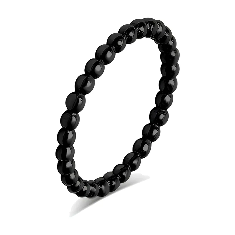 Beaded Band Ring, Polished 316L Stainless Steel