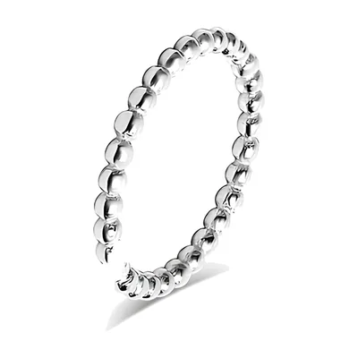 Anillo de Banda Perlada en Acero Inoxidable Pulido