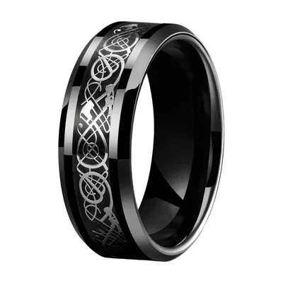 Anillo de Banda con Grabado Ornamental, Acero Inoxidable 316L