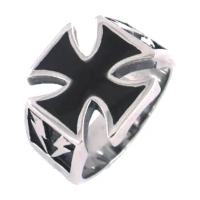 Anillo Sello con Cruz y Calaveras, Acero Inoxidable