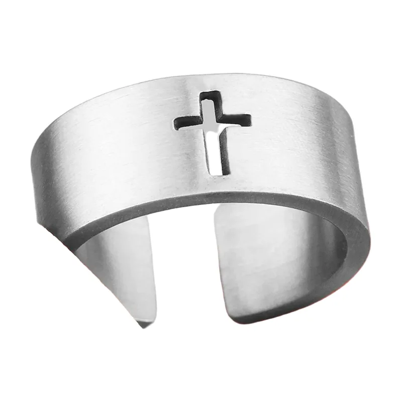 Bague avec Croix Ajourée, Acier Inoxydable 316L