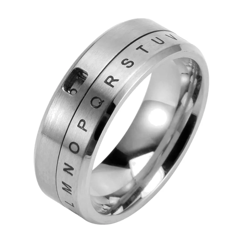Bague Spinner Alphabet, Acier Inoxydable 316L