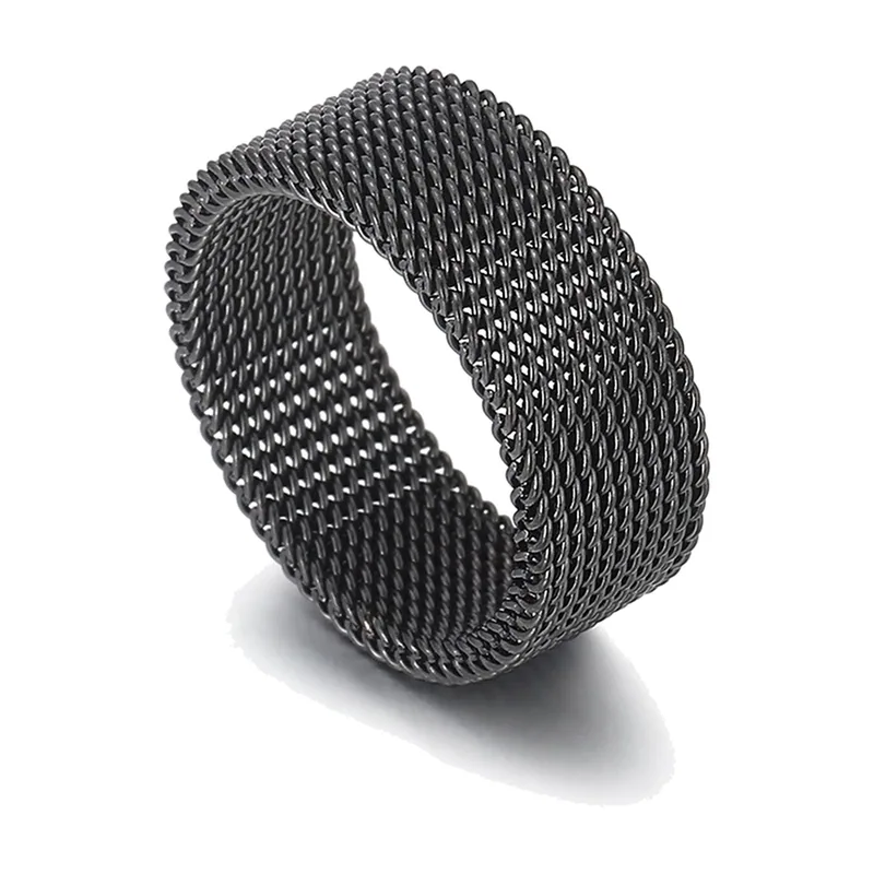 Woven Mesh Band Ring, 316L Stainless Steel