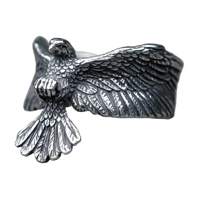 Adler Statement-Ring mit detaillierten Flügeln, Edelstahl
