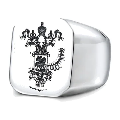 Anillo Sello Águila Bicéfala, Acero Inoxidable 316L