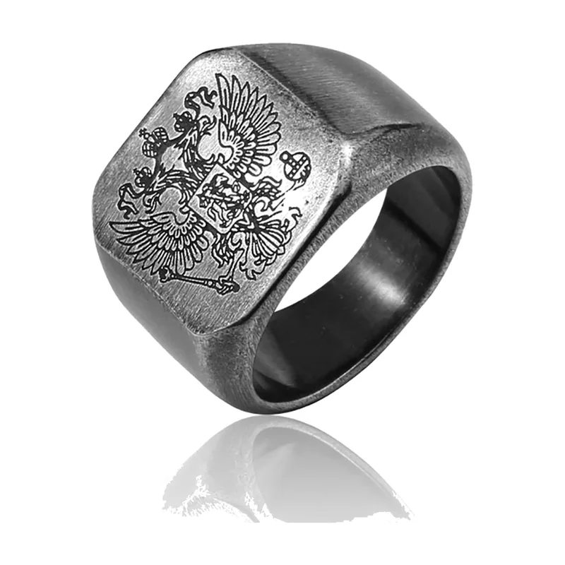 Double-Headed Eagle Signet Ring, 316L Stainless Steel