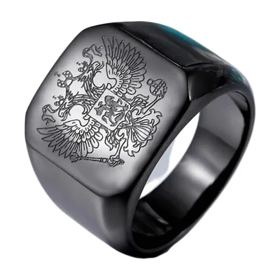 Anillo Sello de Doble Águila, Acero Inoxidable 316L
