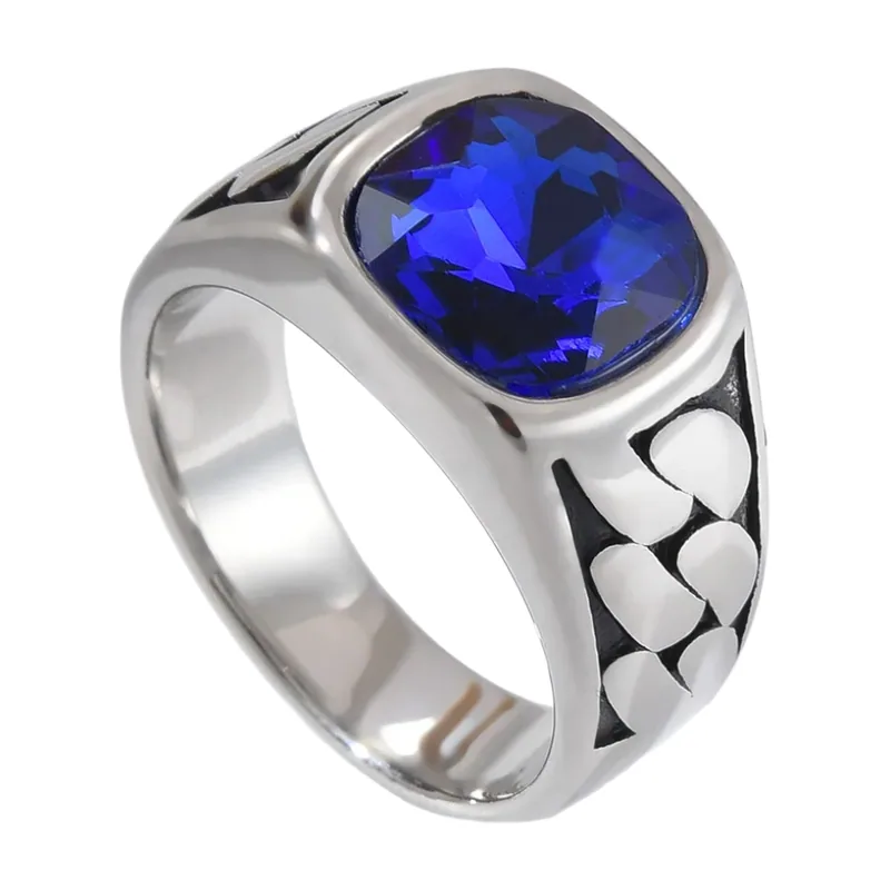 Herren Siegelring mit blauem Onyx, Edelstahl