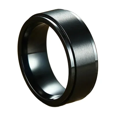 Anillo de Banda Cepillado con Ranuras Pulidas, Acero Inoxidable