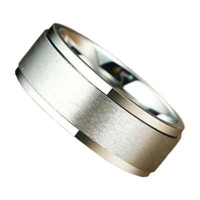 Anillo de Banda Cepillado con Bordes Pulidos, Acero Inoxidable