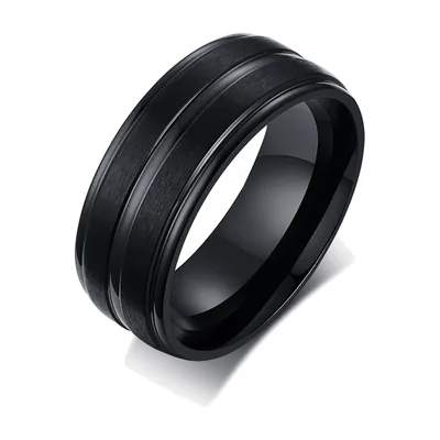 Anillo Negro con Línea Arcoíris, Acero Inoxidable